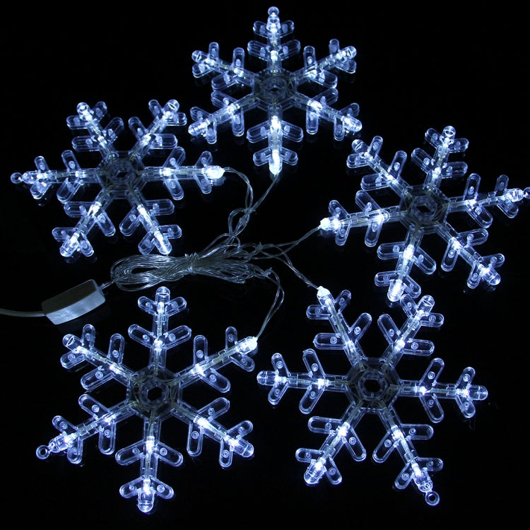 2.5m Water Resistant  Modeling String Light, 5 LEDs Transparent Little Snowflake Without End Joint and Controller, EU Plug, AC 220V(White Light)