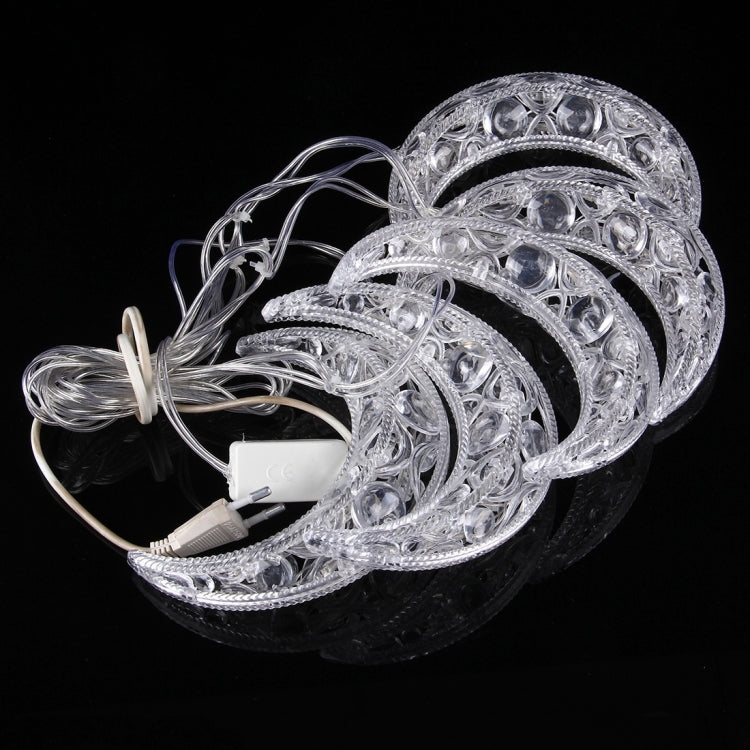 2.5m Water Resistant Modeling String Light, 5 LEDs Transparent Crescent Without End Joint and Controller, EU Plug, AC 220V(White Light)