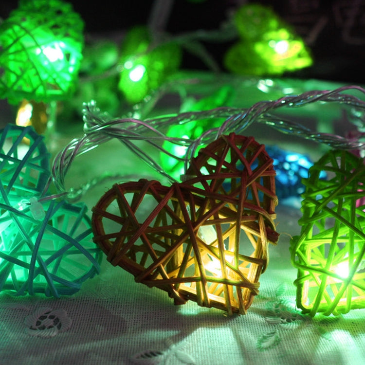 4m Water Resistant RGB Modeling String Light, 20 LEDs Colorful Rattan Heart Without End Joint and Controller, AC 110V-220V(Colorful Light)
