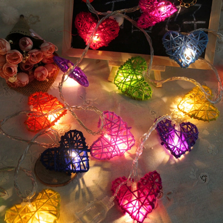 4m Water Resistant RGB Modeling String Light, 20 LEDs Colorful Rattan Heart Without End Joint and Controller, AC 110V-220V(Colorful Light)