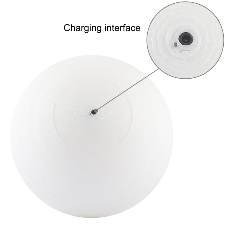 18cm Touch Control 3D Print Jupiter Lamp, USB Charging 2-Color Changing Energy-saving LED Night Light with Wooden Holder Base