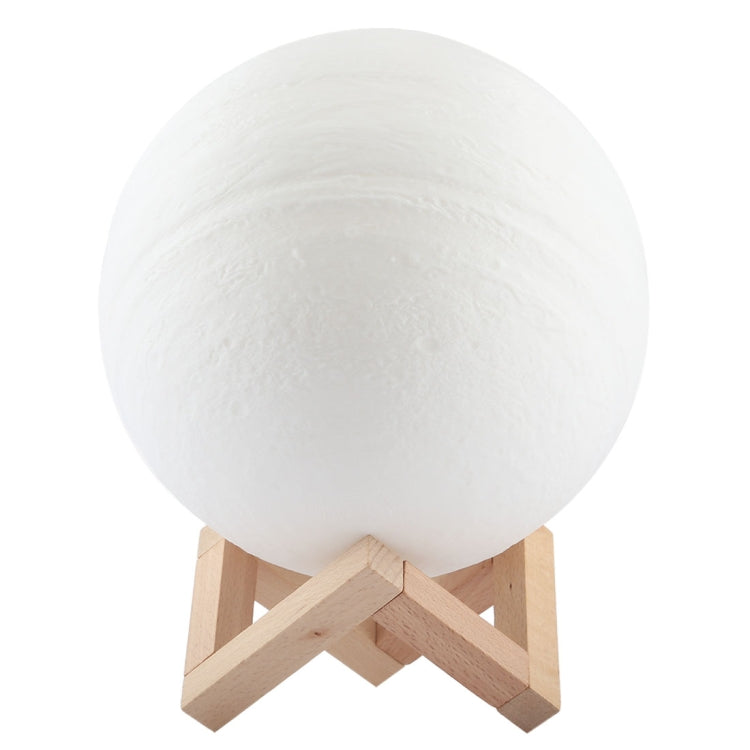 18cm Patted 3D Print Jupiter Lamp, USB Charging 7-Color Changing Energy-saving LED Night Light with Wooden Holder Base