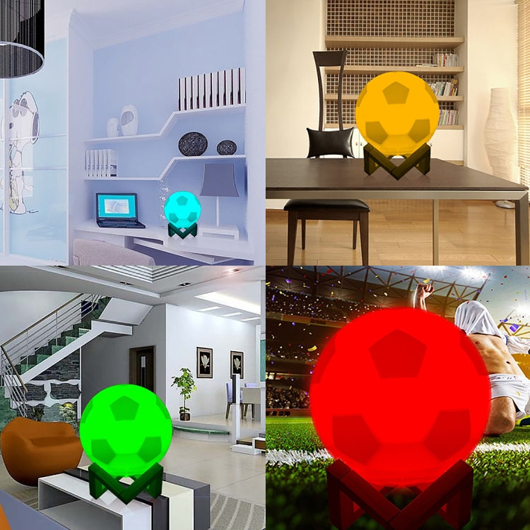8cm Patted 3D Print Football Lamp , USB Charging 7-Color Changing LED Energy-saving Night Light with Wooden Holder Base