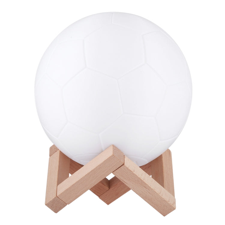 15cm Patted 3D Print Football Lamp , USB Charging 7-Color Changing LED Energy-saving Night Light with Wooden Holder Base