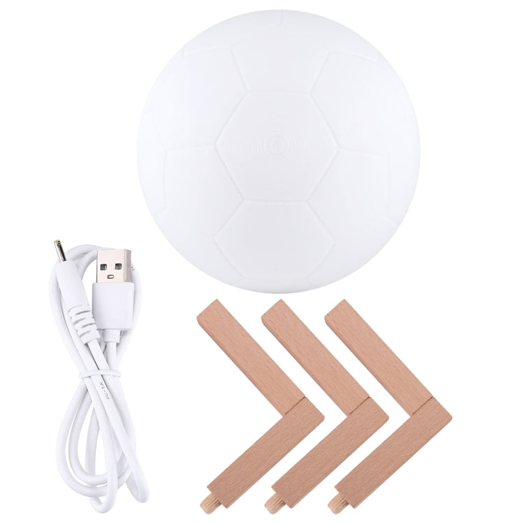 15cm Patted 3D Print Football Lamp , USB Charging 7-Color Changing LED Energy-saving Night Light with Wooden Holder Base