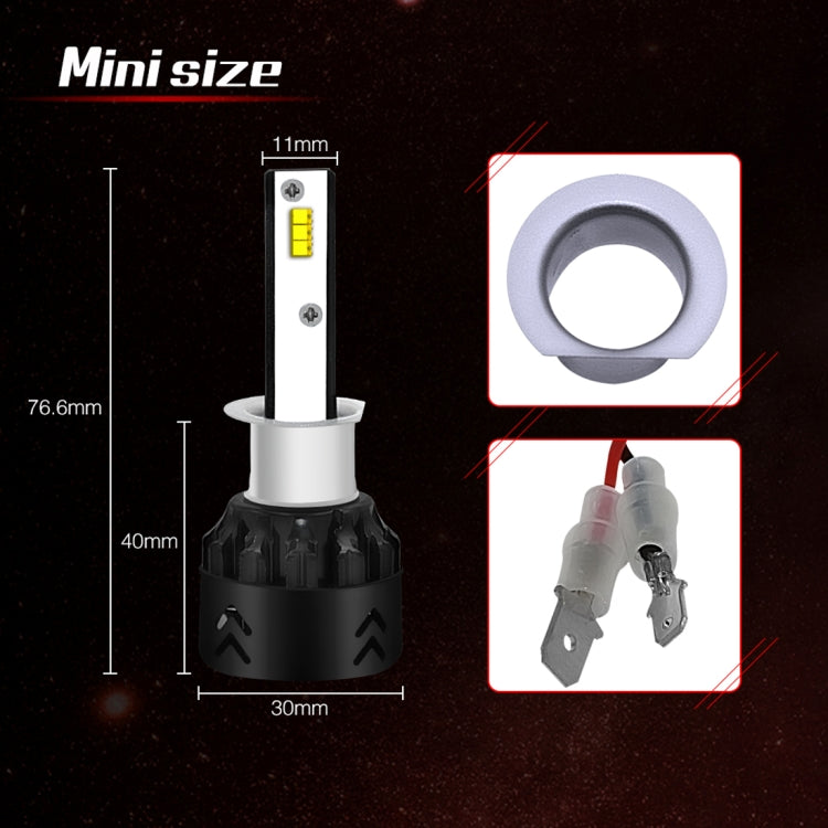 2 PCS Auto Car H1 24W 2200LM 6000K Pure White High-power Lamp Beads LED Headlight Bulbs Conversion Kit, DC 9-36V