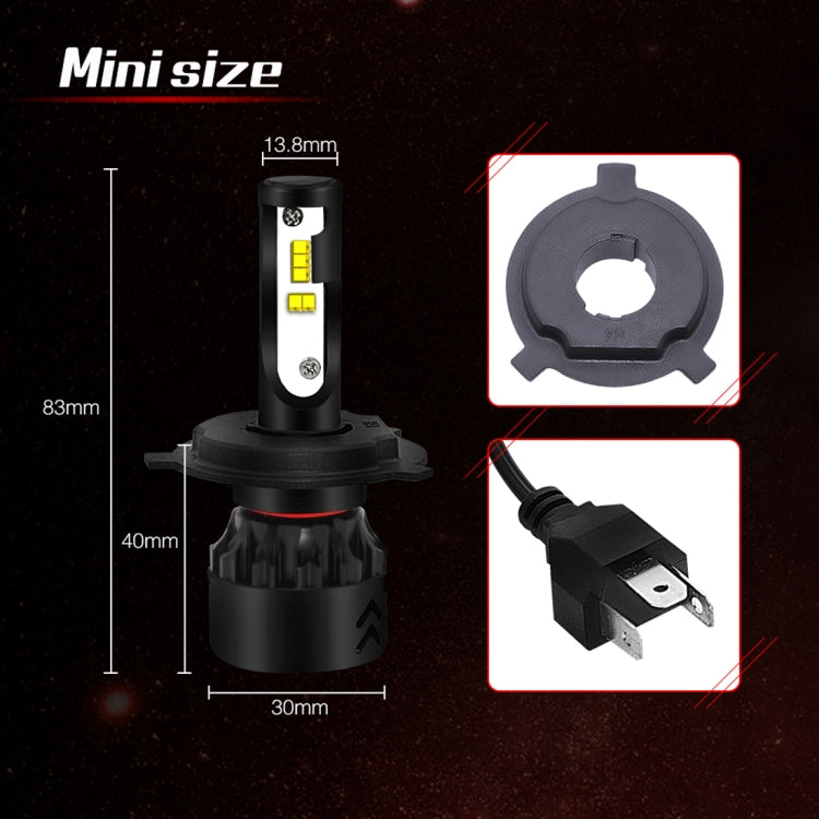 2 PCS Auto Car H4/9003/HB2 24W 2200LM 6000K Pure White High-power Lamp Beads LED Headlight Bulbs Conversion Kit, DC 9-36V