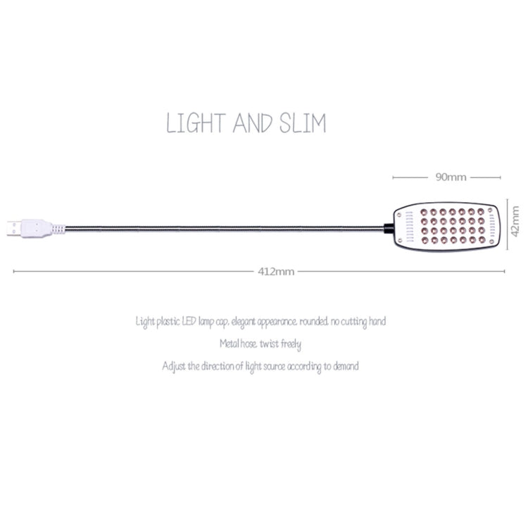 Sunshine T28 Touch Switch Flexible LED Reading Light , 28 LEDs Portable USB Powered Night Light