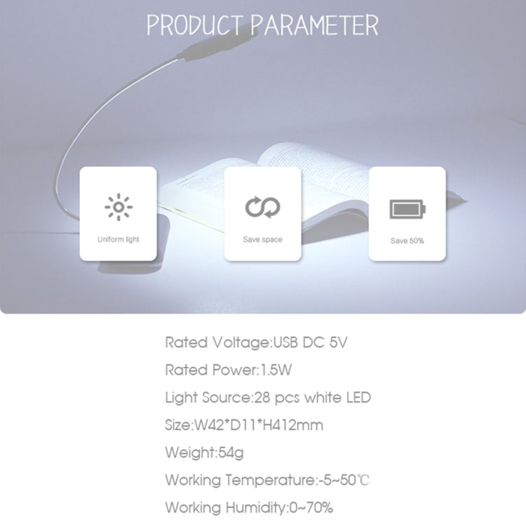 Sunshine T28 Touch Switch Flexible LED Reading Light , 28 LEDs Portable USB Powered Night Light