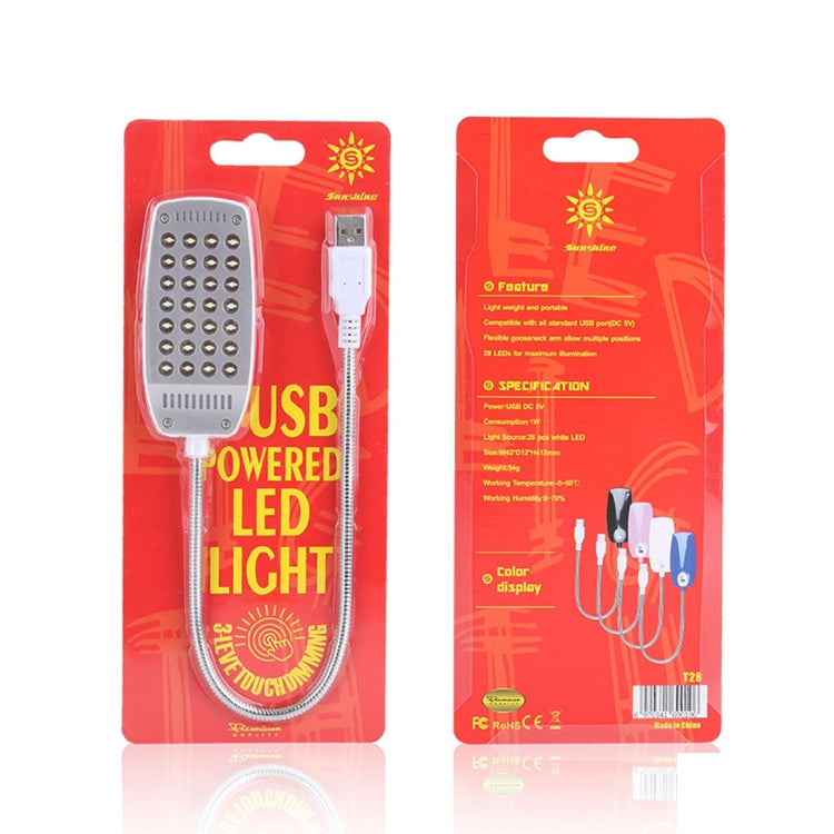 Sunshine T28 Touch Switch Flexible LED Reading Light , 28 LEDs Portable USB Powered Night Light