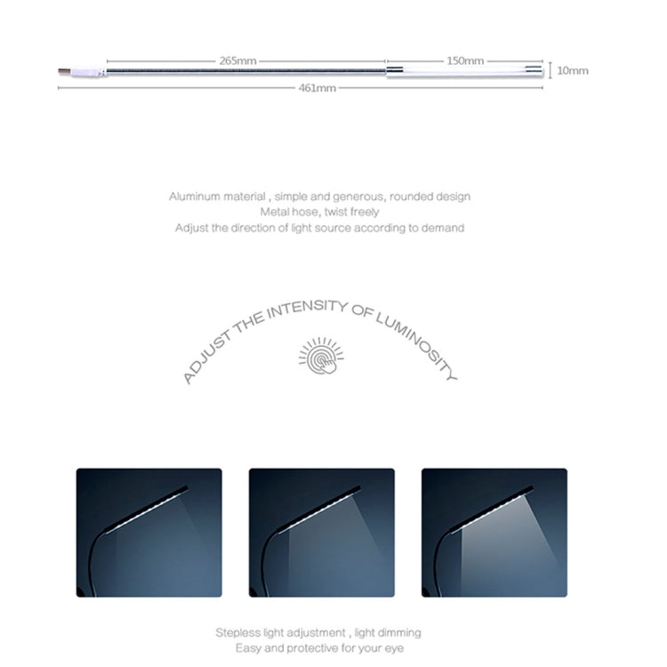 Sunshine T10 Touch Switch Stepless Dimming Flexible LED Reading Light, 10 LEDs USB Powered Night Light