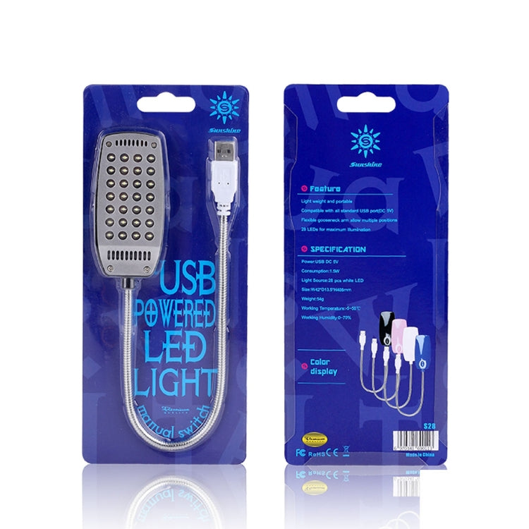 Sunshine S28 Flexible LED Reading Light , 28 LEDs Portable USB Powered Night Light