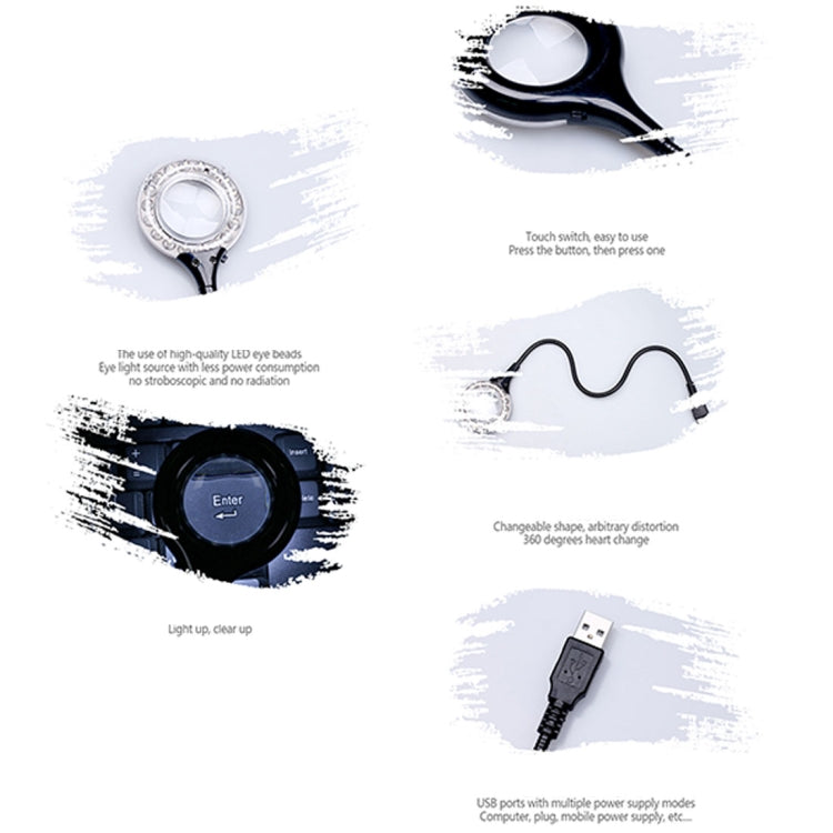 Sunshine S18 Flexible LED Reading Light with Magnifier, 18 LEDs Portable USB Powered Night Light