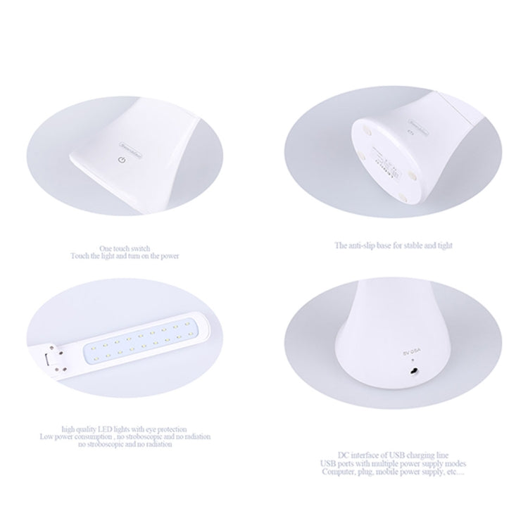 Sunshine D-002 Touch Switch Adjust Brightness LED Desk Lamp, Portable Eye-protection LED Night Light(White)