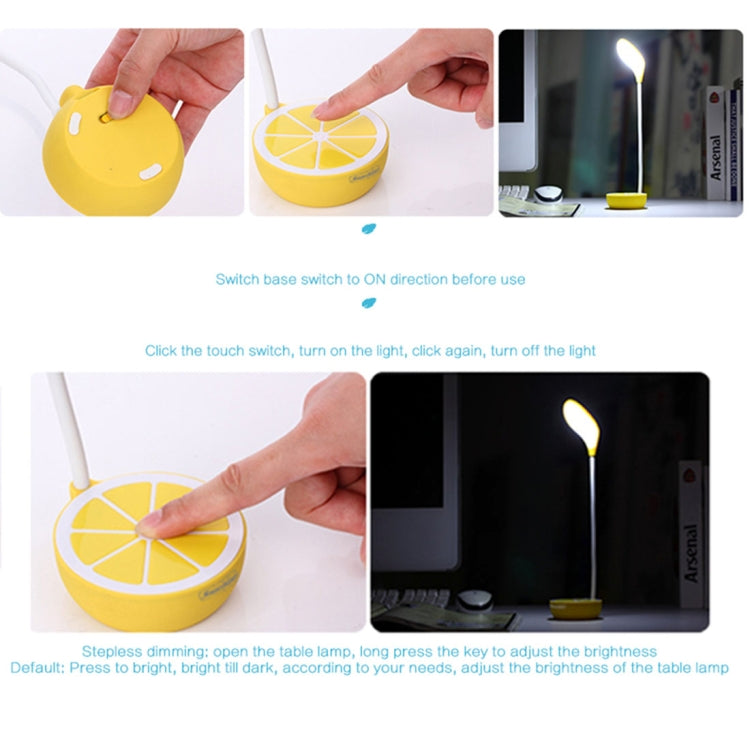 Sunshine D-001 LED Lemon Folded Desk Table Lamp , Novelty Portable Touch Stepless Dimming Eye-protection Rechargeable Night Light