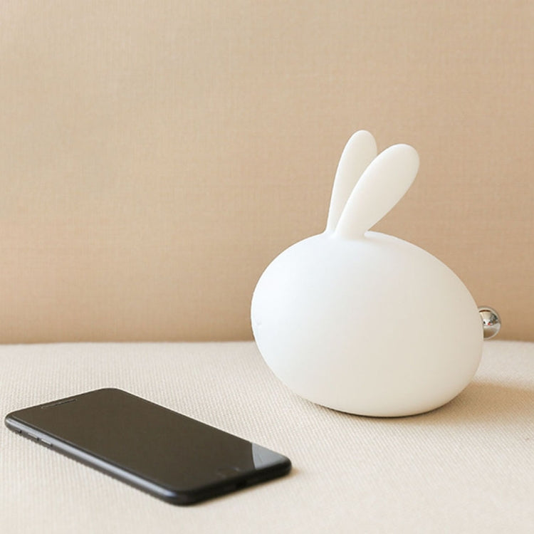 Pat Rabbit Silicone LED Night Light , Creative 7-color Discoloration Eye Protection USB Charging Bedside Table Lamp for Children / Kids Room