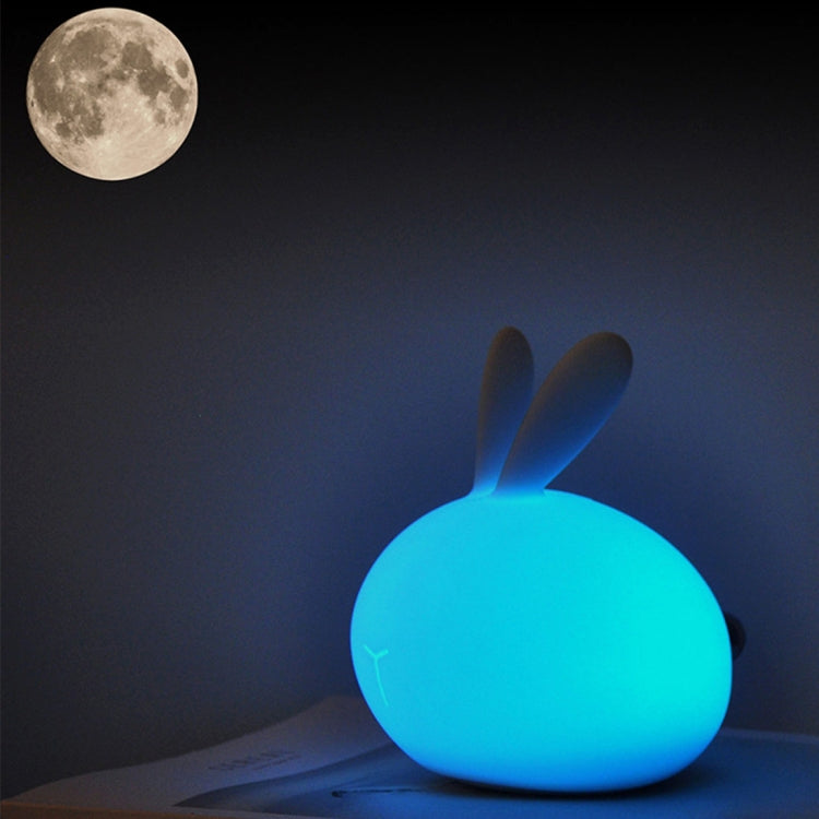 Pat Rabbit Silicone LED Night Light , Creative 7-color Discoloration Eye Protection USB Charging Bedside Table Lamp for Children / Kids Room