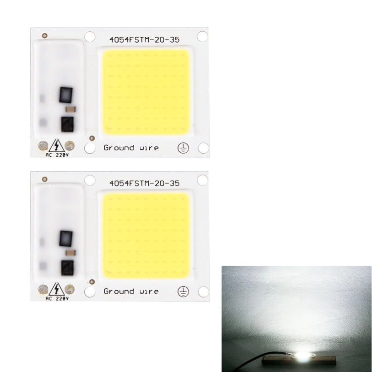 2 PCS 20W 2800-6000K High Power Brightness COB Chips LED Light Beads, AC 220V