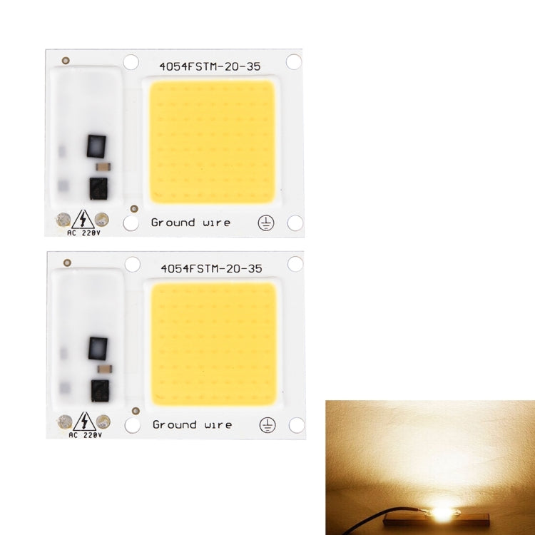 2 PCS 20W 2800-6000K High Power Brightness COB Chips LED Light Beads, AC 220V