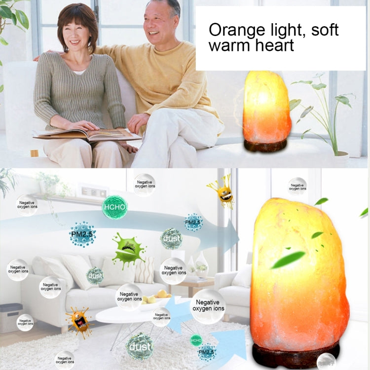 E14 Medium Dimmable Himalayan Salt Lamp , Crystal Rock Healthy Table Desk Lamp Night Light with Wood Base & Bulb & Switch, Medium Size Weight 2-3KG, AC 220V