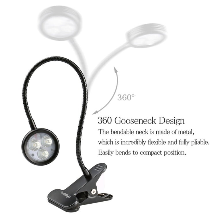 YouOKLight YK2310 3W White Light LED Desk Lamp , 3 LEDs 6000K Flexible Goose Neck Eye Protection Light with Clip, AC 85-265V