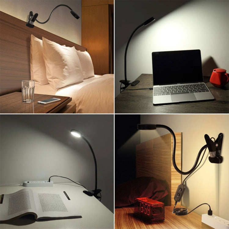 YouOKLight YK2310 3W White Light LED Desk Lamp , 3 LEDs 6000K Flexible Goose Neck Eye Protection Light with Clip, AC 85-265V
