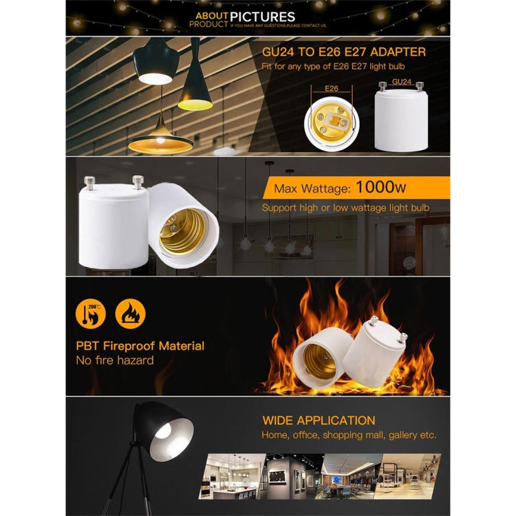 4 PCS YouOKLight YK6619 GU24 to E26 / E27 LED Light Converter Lamp Holder Base Bulb Socket Adapter