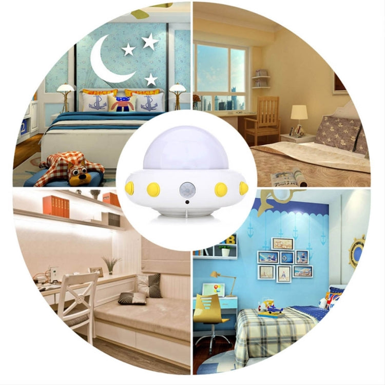 YouOKLight YK2231 White Light Flying Saucer UFO Shaped LED Night Light , 5 LEDs USB Charging Motion Sensor Lamp for Kids Nursery Bedroom, DC 5V