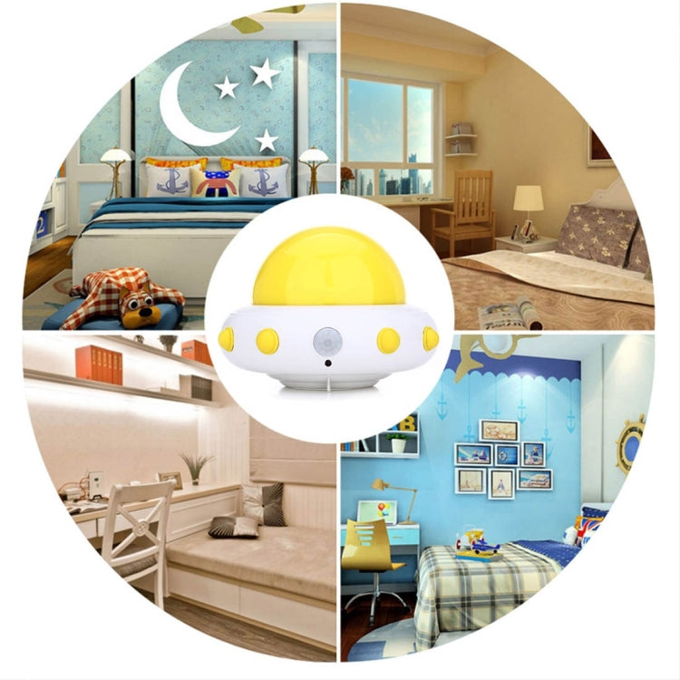YouOKLight YK2231 White Light Flying Saucer UFO Shaped LED Night Light , 5 LEDs USB Charging Motion Sensor Lamp for Kids Nursery Bedroom, DC 5V