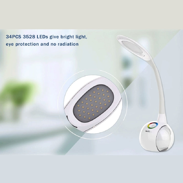 YouOKLight YK2234 5W RGB Color Changeable LED Table Lamp , 34 LEDs USB Charging Multi-function Eye-protection Touch Control 3 Dimmable Levels Night Light, DC 5V 1A(White)