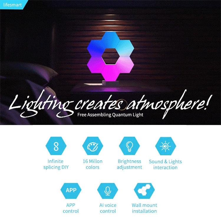 5 PCS / Set LifeSmart Creative Geometry Assembly Quantum Light with Base, Smart APP Control / Voice Control
