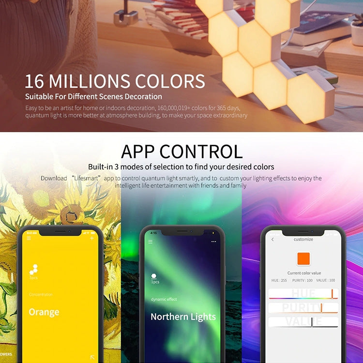 5 PCS / Set LifeSmart Creative Geometry Assembly Quantum Light with Base, Smart APP Control / Voice Control