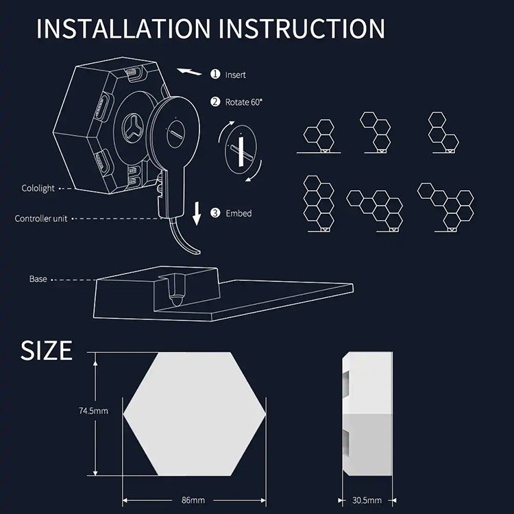 6 PCS / Set LifeSmart Creative Geometry Assembly Quantum Light with Base, Smart APP Control / Voice Control