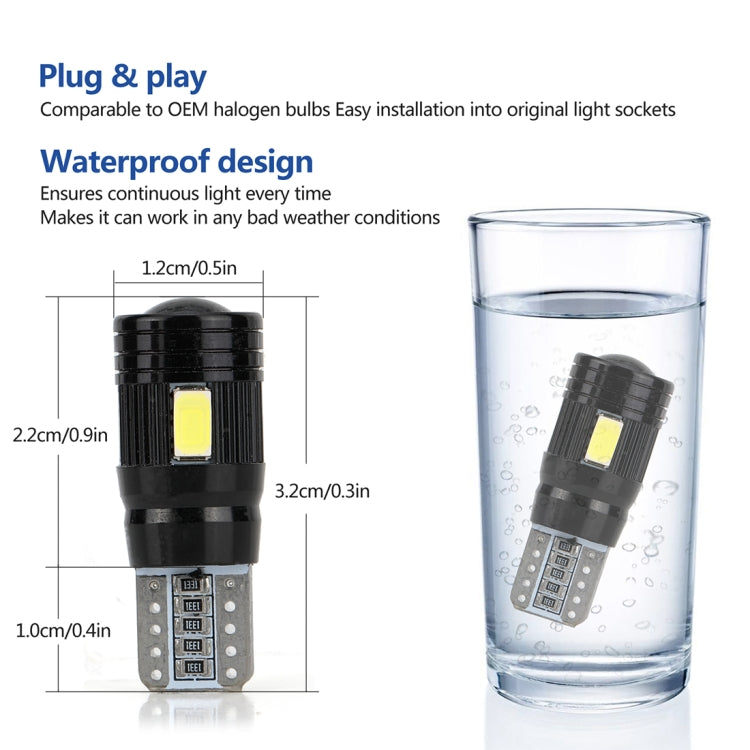 2 PCS LED Light Bulb 6000K White Super Bright 168 2825 W5W T10 Decoder Replacement, For Car Dome Map Side Marker Door Courtesy License Plate Lights