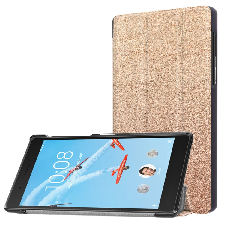 For Lenovo  Tab 7 / Tab 4 (TB-7504F / TB-7504N / TB-7504X) Tri-Fold Custer Texture Horizontal Flip PU Leather Protective Case with Holder