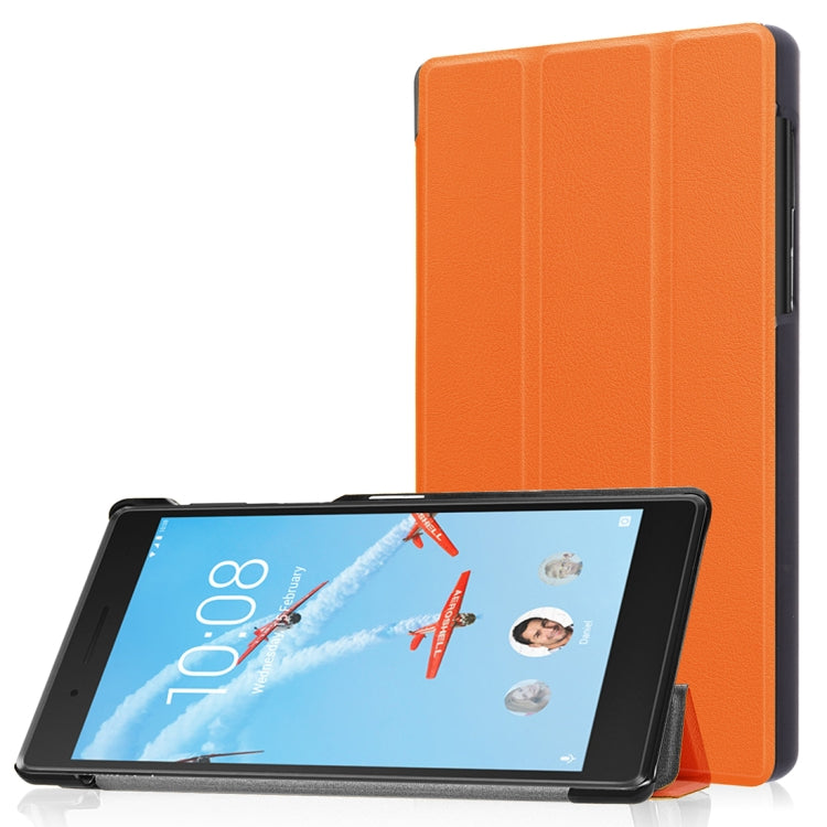 For Lenovo  Tab 7 / Tab 4 (TB-7504F / TB-7504N / TB-7504X) Tri-Fold Custer Texture Horizontal Flip PU Leather Protective Case with Holder