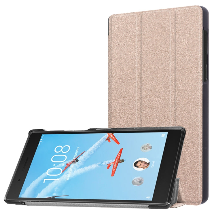 For Lenovo  Tab 7 / Tab 4 (TB-7504F / TB-7504N / TB-7504X) Tri-Fold Custer Texture Horizontal Flip PU Leather Protective Case with Holder