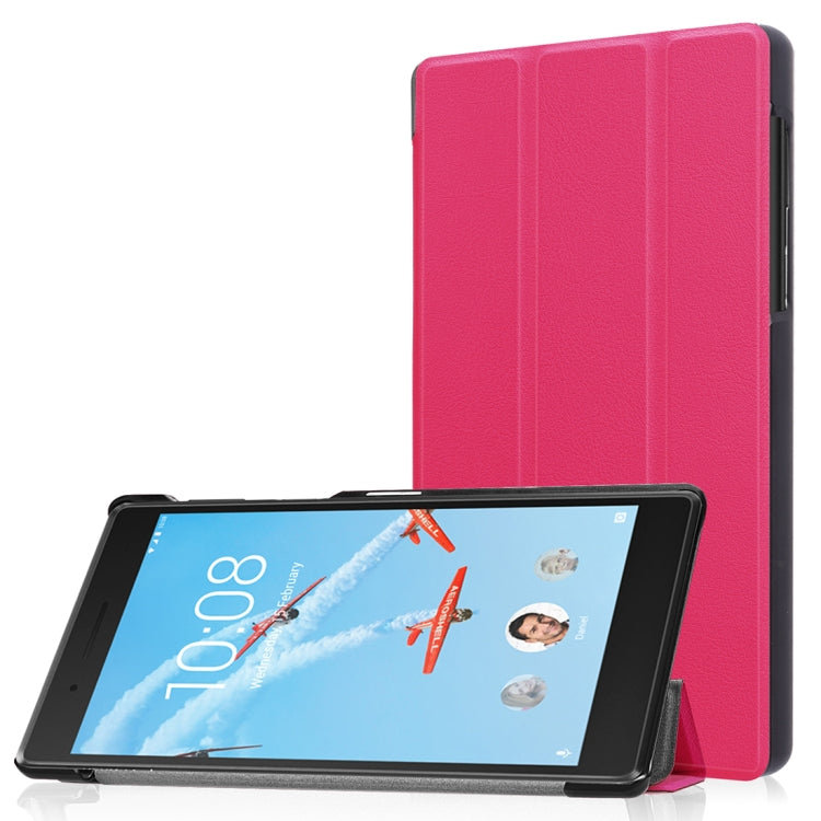 For Lenovo  Tab 7 / Tab 4 (TB-7504F / TB-7504N / TB-7504X) Tri-Fold Custer Texture Horizontal Flip PU Leather Protective Case with Holder