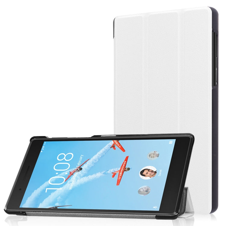For Lenovo  Tab 7 / Tab 4 (TB-7504F / TB-7504N / TB-7504X) Tri-Fold Custer Texture Horizontal Flip PU Leather Protective Case with Holder