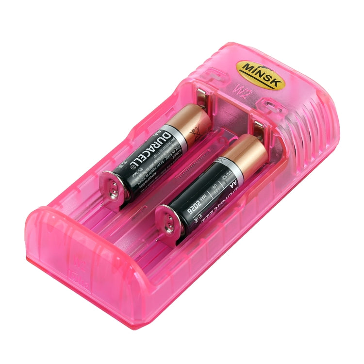 MINSK W2 5V / 2A IMR / LHon Battery Charger for 14500, 14650, 16500, 16340(RCR123), 16650, 17350, 17500, 17650, 17670, 17700, 18350(Red)