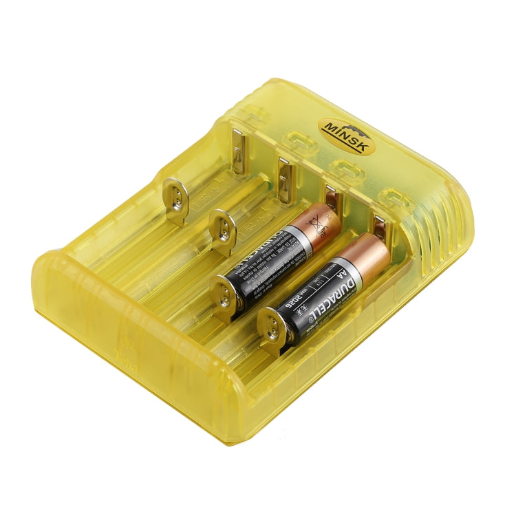 MINSK W4 5V / 2A IMR / LHon Battery Charger for 14500, 14650, 16500, 16340(RCR123), 16650, 17350, 17500, 17650, 17670, 17700, 18350 (Yellow)