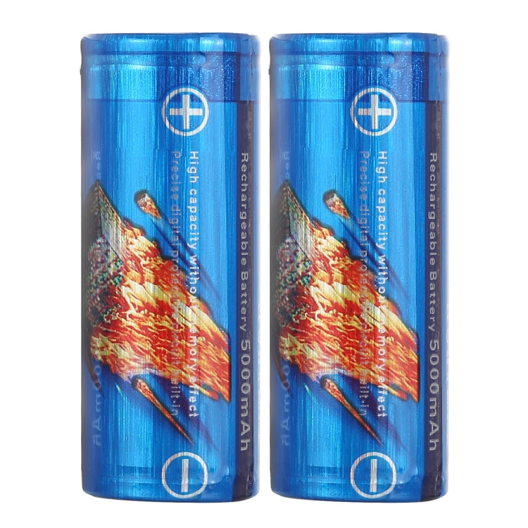 LusteFire 2 PCS 5000mAh 3.7V 26650 Lithium Rechargeable Battery