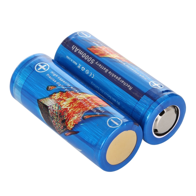 LusteFire 2 PCS 5000mAh 3.7V 26650 Lithium Rechargeable Battery