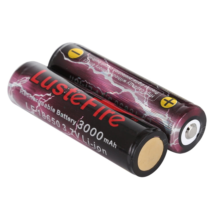LusteFire 2 PCS 3000mAh 3.7V 18650 Rechargeable Lithium Battery