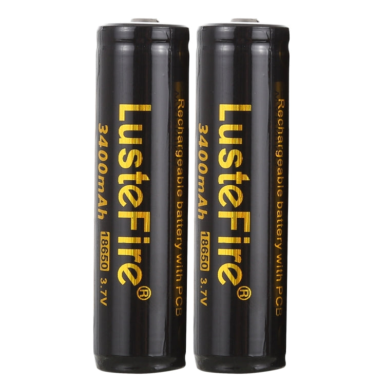 LusteFire 2 PCS 3400mAh 3.7V 18650 Rechargeable Lithium Battery with PCB