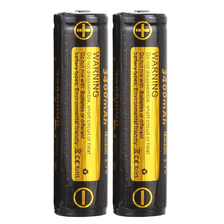 LusteFire 2 PCS 3400mAh 3.7V 18650 Rechargeable Lithium Battery with PCB