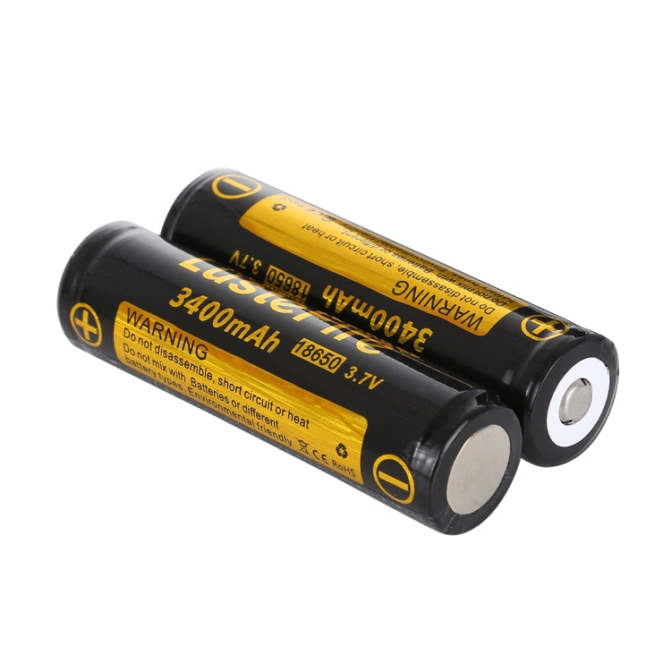 LusteFire 2 PCS 3400mAh 3.7V 18650 Rechargeable Lithium Battery with PCB