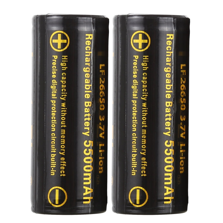 LusteFire 2 PCS 5500mAh 3.7V 26650 Lithium Rechargeable Battery