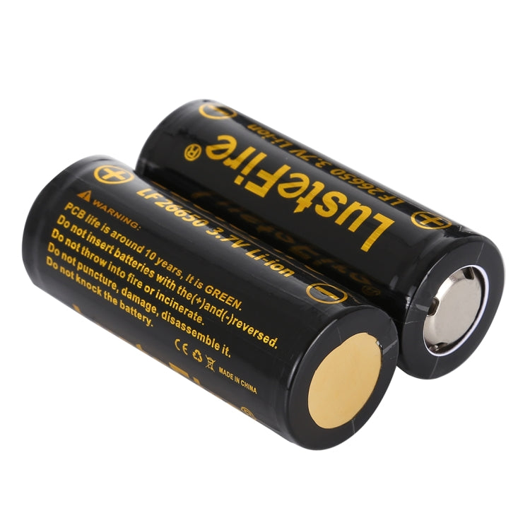 LusteFire 2 PCS 5500mAh 3.7V 26650 Lithium Rechargeable Battery