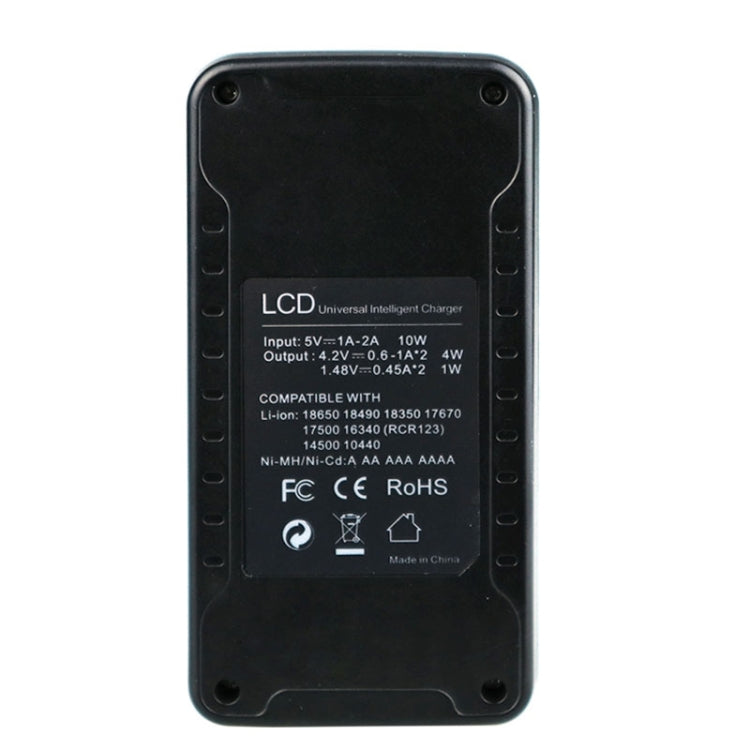 YS-2 18650 Smart LCD Dual Battery Charger with Micro USB Output for 18490/18350/17670/17500/16340 RCR123/14500/10440/A/AA/AAA